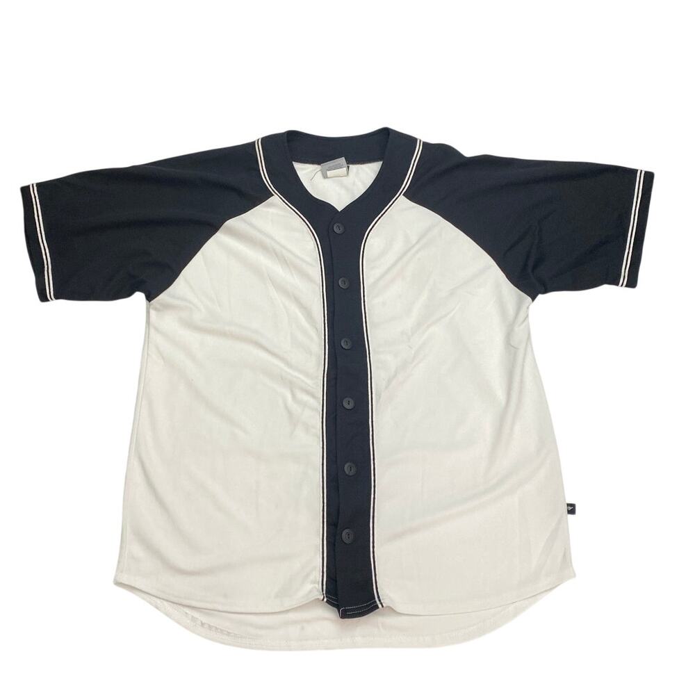 Cheetah Baseball Jersey Shirt L Button Short Sleeve Black White Vintage USA Mesh